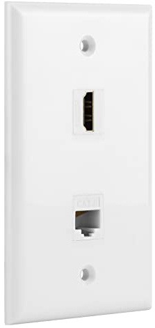 Ethernet HDMI Wall Plate, 1 Port Cat 6 RJ45 Keystone 1 Port HDMI Keystone Wall Outlet