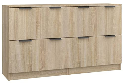 vidaXL 2X Sideboard Kommode Anrichte Schrank Beistellschrank Mehrzweckschrank Standschrank mit Türen Sonoma Eiche 60x30x70cm Holzwerkstoff