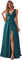 Ever-Pretty Robe de Soiree Femme Longue Fendue Col V Mousseline de Soie sans Manche A Line Chic Bleu Sarcelle 48