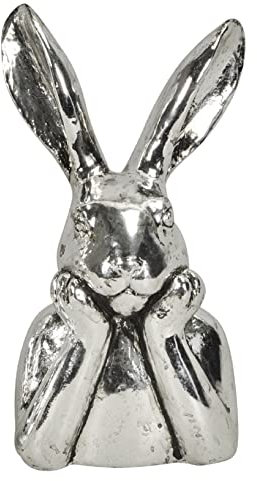 ETC putziger origineller Osterhase als Büste Silber antik glänzend antike Optik in 2 möglichen Ausführungen (Silber antik beidseitig)