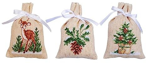 Vervaco Winter Bag Set of 3 Linen Look Approx. 8 x 12 cm Set of 3