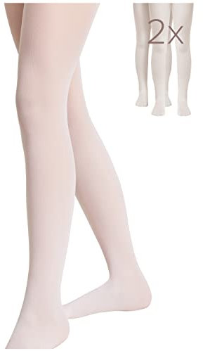 Conte elegant Princess Schicke Kinderstrumpfhose - Alltagsstrumpfhosen - Ballettstrumpfhosen - Ballett Strumpfhose Kinder - Tanzstrumpfhose für Mädchen - 40 DEN - 140-146 - Bianco - 2 Stück