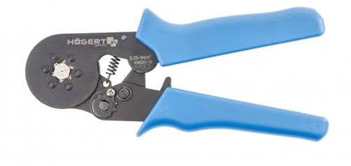 HÖGERT TECHNIK Crimpzange für dünnwandige Hülsen, 0,25-6,0 mm² (23-10 AWG), 175 mm, Sechsbacken-Presswerkzeug, robustes Design und ergonomischer Griff für präzises Crimpen und Langlebigkeit