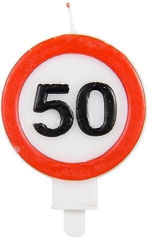 Folat 24254 Kuchen 50 Kerze Verkehrsschild Geburtstagskerzen für Geburtstag, Geburtstagsdeko, für Kinder Partys, Hochzeiten, Firmenfeiern, Jubiläen, Mehrfarbig