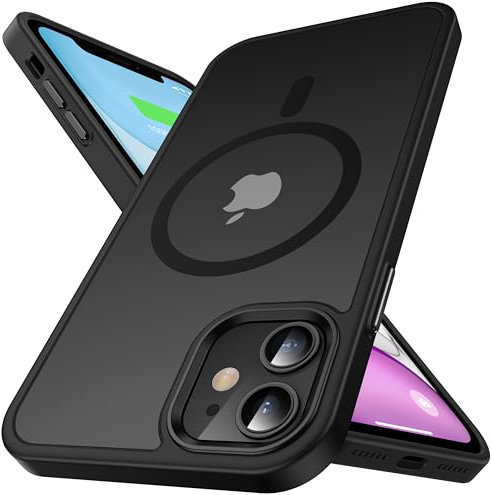 ONOFSO Cover Magnetica per iPhone 11 6,1 Compatibile con MagSafe, Protezione di Livello Militare, Custodia Traslucida Opaca Posteriore Sottile Antiurto, Nero