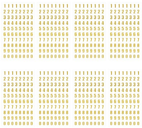 Abeillo 8 Blatt Zahlen Aufkleber 0–9 Gold Zahlen Sticker, Aufkleber Zahlen, Zahlen Sticker zum Basteln Number Stickers Dekorative für DIY Geschenk Sammelalben Grußkarten Kunsthandwerk Datum