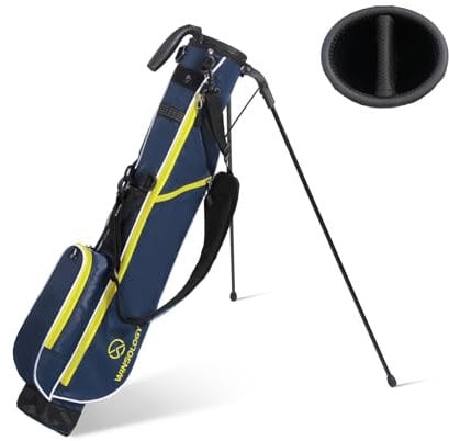 T WINSOLOGY Golf Bags for Men Golf Stand Bag Lightweight Golf Easy Carry Bag with Strap and Stand for The Driving Range, Par 3 and Executive Courses Golf Bags for Men or Women. (Navy/Yellow)