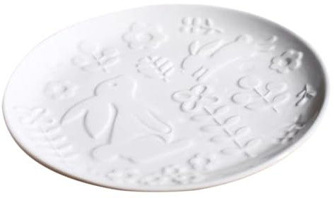 Didiseaon Embossed Charger Cheese Plate Easter Dessert Plates Dessert Trays Snack Dessert Plate Cartoon Animal Plate Porcelain Plates Dessert Appetizer White Sashimi Plate Christmas Ceramics