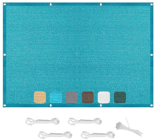 Toldo rectangular de polietileno de alta densidad transpirable de polietileno de alta densidad para patio, toldo protector solar anti-UV con cuerdas de montaje para invernadero, césped, piscina, azul