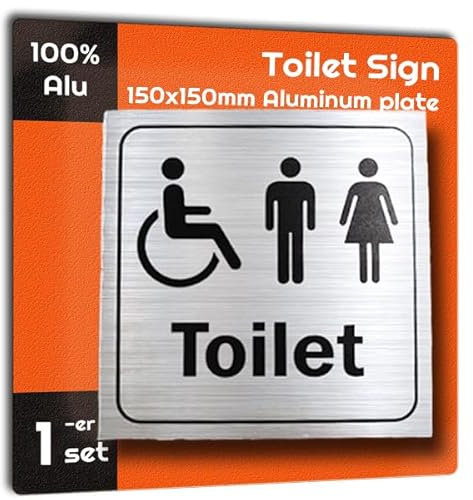 AIFIZO Lot de panneaux autocollants pour toilettes 150 mm x 150 mm avec panneaux pour hommes, femmes et personnes handicapées, ruban adhésif 3M
