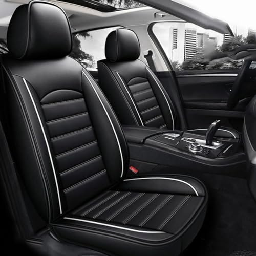 MSMDG Auto Sitzbezüge Sets Für BMW 3 Series F31 Touring 2012-2018, Leder Schonbezüge sitzschoner vorne und hinten Wasserdicht Verschleißfest,D/Black and White