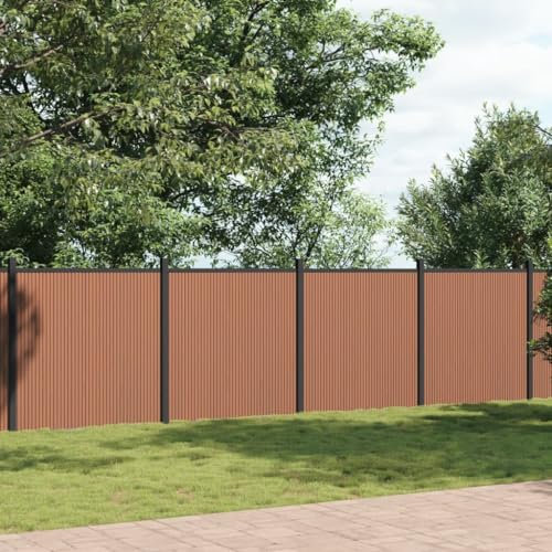 Festnight WPC Zaun Komplettset 872 x 186 cm - Gartenzaun Sichtschutzzaun Windschutzzaun - Windschutz Sichtschutz Element für Terrasse & Garten - Inklusive Montagematerial Braun(WPC-Pfosten)