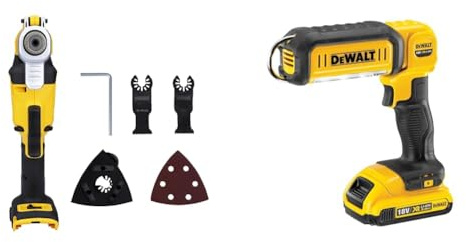 DEWALT DCS356N 18v XR Brushless Oscillating Multi-Tool Body Only & DCL050-XJ 18 V XR Handheld Yellow LED Area Light, Bare Unit, Multi