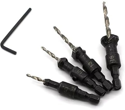 4 Stück konischer Senkbohrer, Holzbearbeitung, Senkkopf, Anfasen-Set, konischer Spiralbohrer, Öffnung, Fasenbohrer