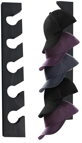 Porta cappelli – Mensola per cappelli | Cappellini da baseball in legno, organizer verticale da parete per cappelli | Organizer da parete in legno per cappelli da armadio, organizer per cappelli per