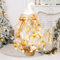 60CM White Small Christmas Tree Lighted,Mini Tabletop Artificial Xmas Tree Battery Operated with Ball String Lights and Ornaments for DIY Christmas Desktop