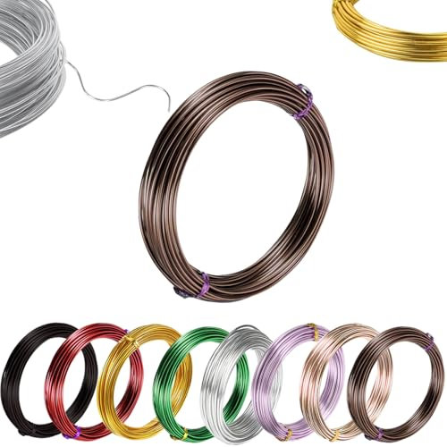 15m Brown Aluminum Craft Wire 3mm 9 Gauge,Thick Crafting Bendable Sculpting Copper Wires,Weaving Wrapping Florist Metal Wire for Jewellery Making,Modelling,Bead Floral Making Skeleton Wires