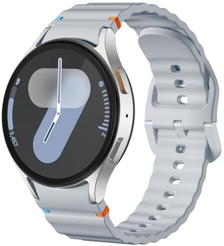 Dirrelo Armband Kompatibel mit Samsung Galaxy Watch 7 6 5 4 FE Armband 40mm 44mm, Keine Lücke Weich Silikon Sport Ersatz Band for Galaxy Watch 5 Pro Armband/Galaxy Watch 6 4 Classic Herren,HellGrau