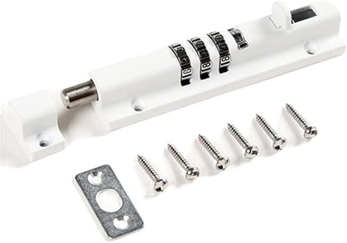 Code Padlock,Luggage Locks,4-Wheel Combination Locking Bolt Sliding Bolt Lock Latch Cabinet Password Keyless Lock for Loft Hatch(White)