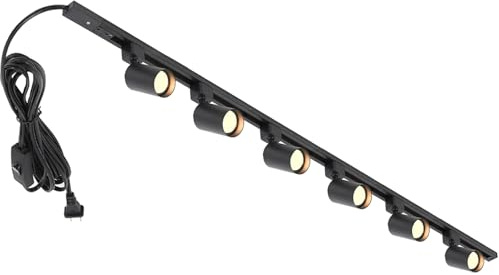 Hiiglxii Plug in Track Lighting with Power Cord, 6-Light LED Track Lighting Kit with Track Rail, Modern Kitchen GU10 Track Lighting Fixtures Plug in Ceiling Light with 13FT Plug Cord, Black (No Bulbs)