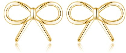 SLUYNZ Sterling Silber Schleife Ohrringe für Damen Kleine Schleife Ohrstecker Band Ohrringe (B-Gold)