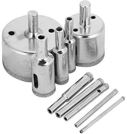 Foret à Noyau Revêtu de Diamant, Ensemble de 10 Pièces de Scie Cloche de 3 à 50 Mm pour Carrelage, Verre, Marbre, Foret à Noyau en Céramique avec Plusieurs Tailles, Haute dureté,