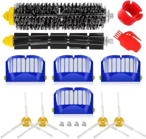PIESSEONLINE - Kit Ricambi Roomba Serie 600 Compatibili - Set Completo da 16 pezzi - Filtri AeroVac e Spazzole di Alta Qualità per una Pulizia Efficace su Ogni Superficie
