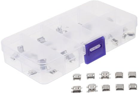 MOLUCKFU Connecteur Femelle Micro USB 5 Broches en Cuivre Massif Adaptateur De Remplacement pour Soudure Lot de 50 Pièces Adapté Aux Réparations Électroniques