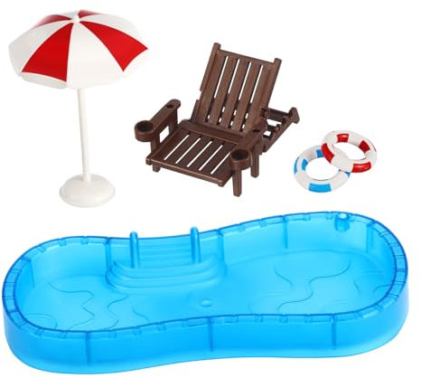 BESPORTBLE 1 Satz Miniatur Swimming Pool Set für Puppenhäuser Schwimmring Modelle Mini Möbel und Zubehör für Dekoration für DIY Garten und Spielzeugräume