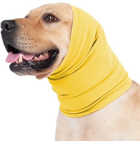 Yaopelky Cache-Oreilles apaisants pour Chien pour Protection Contre Le Bruit – Bandeau pour soulager l'anxiété, Annulation du Bruit pour Feux d'artifice, orages – Aide au toilettage (Jaune, M)