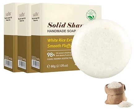 Rice Water Shampoo Bar & Conditioner for Greasy Hair Women, mit Rice Serum, Deep Cleaning & Scalp soothing, Gentle Solid Shampoo, Make Dry Hair Softer, for all Hair Types (3pc, 180g)