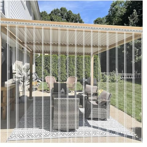 Rideau de porte for chambre PVC Isolant Porte Rideau à lamelles for Porte Transparentes Rideau de Porte Lanières Plastiques Bande de lamelle PVC Souple(W105xH190cm/41.34x74.8in)