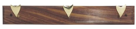 Sea-Club Hakenleiste - Walflossen Wandhaken Messing & Holz 48x7cm
