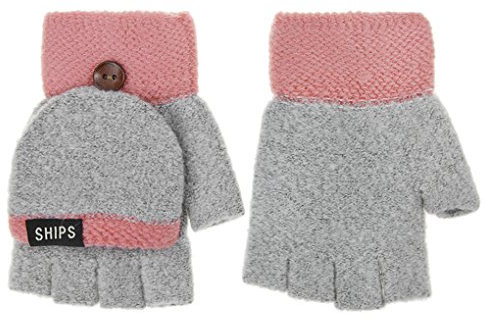 AfinderDE Halbhandschuhe Fausthandschuhe Damen herren jungen Strickhandschuhe Fäustlinge Handschuhe Fingerhandschuhe Fingerlos Halb Handschuhe Strick Handschuhe Winterhandschuhe, Grau , Einheitsgröße