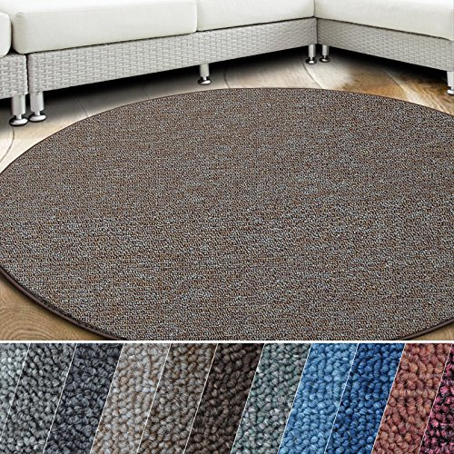 casa pura Teppich London | viele Größen | pflegeleichter Flacher Schlingenflor | Flurteppich, Wohnzimmerteppich, Küchenteppich, Schlafzimmerteppich (Terra - rund 200 cm Durchmesser)