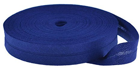 25m Baumwoll-Schrägband 14mm gefalzt, Farbwahl - Einfassband Nahtband Kantenband, Farbe:blau