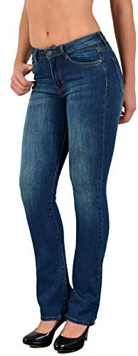 ESRA Jeans Damen High Waist Bootcut Jeans Damen Stretch Weite Hose bis Plus Size B700