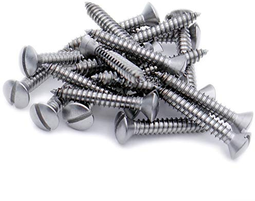 No.14 x 0.5 (6.3mm x 13mm) Slot Raised Countersunk Self-Tapping Screw - Stainless Steel (A2) (Pack of 20)