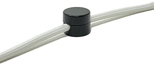 Decentratore, Gancio da Soffitto o Parete. Colore Nero/Bianco in Plastica; Per cavo elettrico in tessuto/tessile. Made in Italy (Nero) CONFEZIONE 5 PEZZI