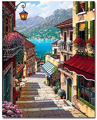 Peinture par Numéros pour Adulte, Kit de peinture à l'huile sur toile Bricolage pour Enfant avec pinceaux Peinture de dessin de Pigment Acrylique 16x20 pouces (Steep Step)