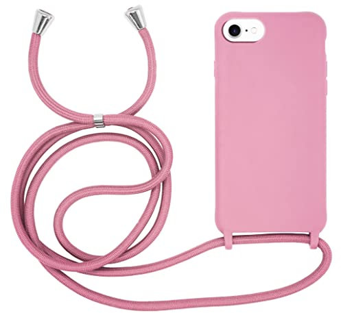 MyGadget Cover per iPhone 6 | 6s | 7 | 8 | SE 2020 - Custodia con Corda - Case con Cordino Opaca Antiurto | Bumper con Laccio | Tracolla - Practical Stylish - Rosa