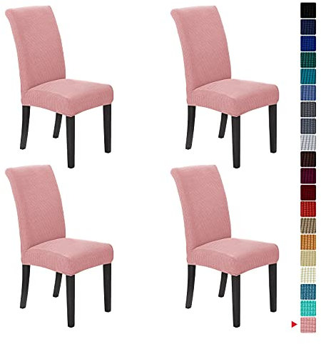Howhic Lot de 4 housses de chaise extensibles amovibles et lavables pour salle à manger, décoration d'intérieur et banquet (rose poudré)