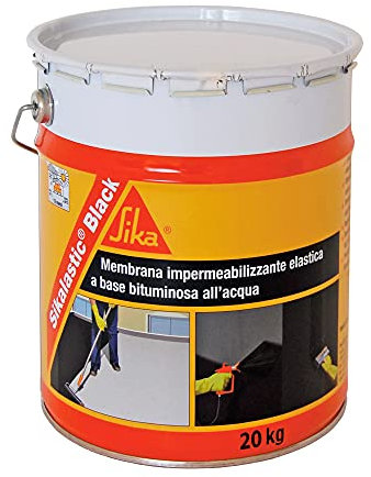 Sika - Sikalastic Black, Nero - Membrana impermeabilizzante bituminosa - Resistente agli agenti atmosferici ed ai ristagni di acqua - Latta da 20kg