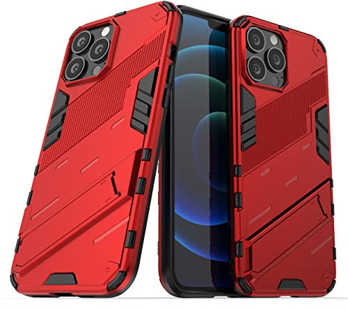 LOLFZ Case for iPhone 13 Pro Max, Armor Case with Stand Military Grade Protection Impact-Resistant Bumper Mobile Phone Cover for Apple iPhone 13 Pro Max (6.7 Inch) - Red