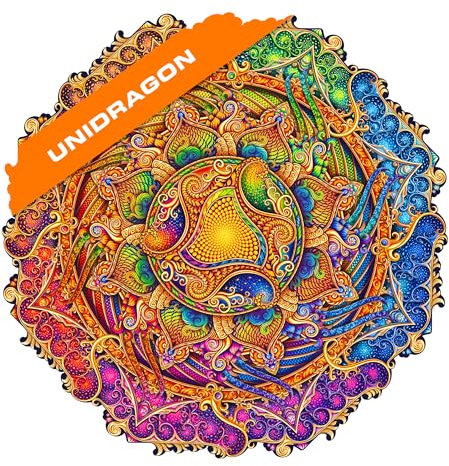 UNIDRAGON Original Wooden Jigsaw Puzzles - Mandala Inexhaustible Abundance, 200 pcs, Medium 9.8x9.8, Beautiful Gift Package, Unique Shape Best Gift for Adults and Kids
