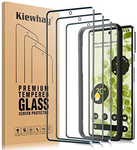 Kiewhay Protection écran Compatible avec Google Pixel 6 Verre Trempé 6,4'', [3 Pièces] [9H Dureté] [Sans Bulles] [avec Cadre d'installation] 99,99% HD Vitre Trempé Protecteur d'écran