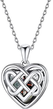 PROSILVER Damen personalisiert Keltischer Knoten Medaillon zum Öffnen mit Bild 925 Silber aufklappbar Herz Anhänger Halskette Foto Amulett Schmuck für Muttertag Valentinstag