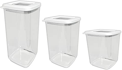 HAC24 3er Set Aufbewahrungsbox Vorratsdose 1l 1,3l 1,7l Frischhaltedosen Deckel mit Gummidichtung Müslidose Lebensmittel Vorratsbehälter
