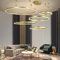 Modern 5 Ringe Ring Pendelleuchte 136W LED Dimmbar Wohnzimmer Kronleuchter Mit Fernbedienung Schick Hängeleuchte Schlafzimmer Salon Esszimmer Leuchter Verstellbare Höhe Kombination Hängelampe,Gold