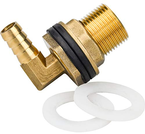Valve Water Butt Grommet Brass Pipe Fitting 90 Degree Elbow Garden Water Tube Pipe Connector Adapter for Water Butt Tap Fitting Cistern Hose Adapter